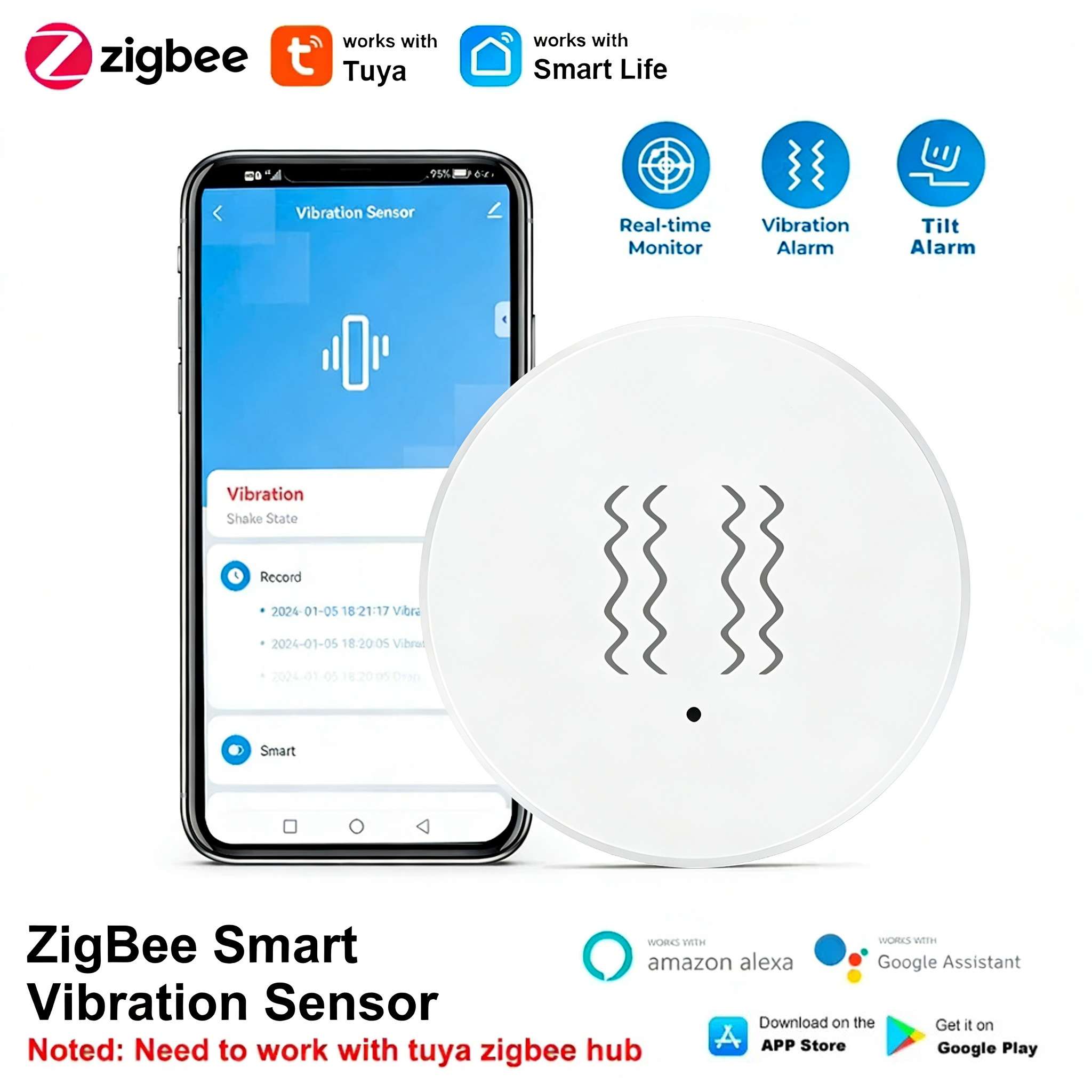 Smart Home Notifications - Tuya Zigbee Smart Vibration Sensor Real-Time
