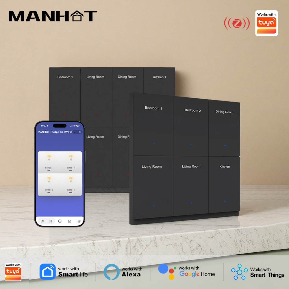 Manhot DIY Name Switch Zigbee  - Smart Home Zigbee ulasan dan harga