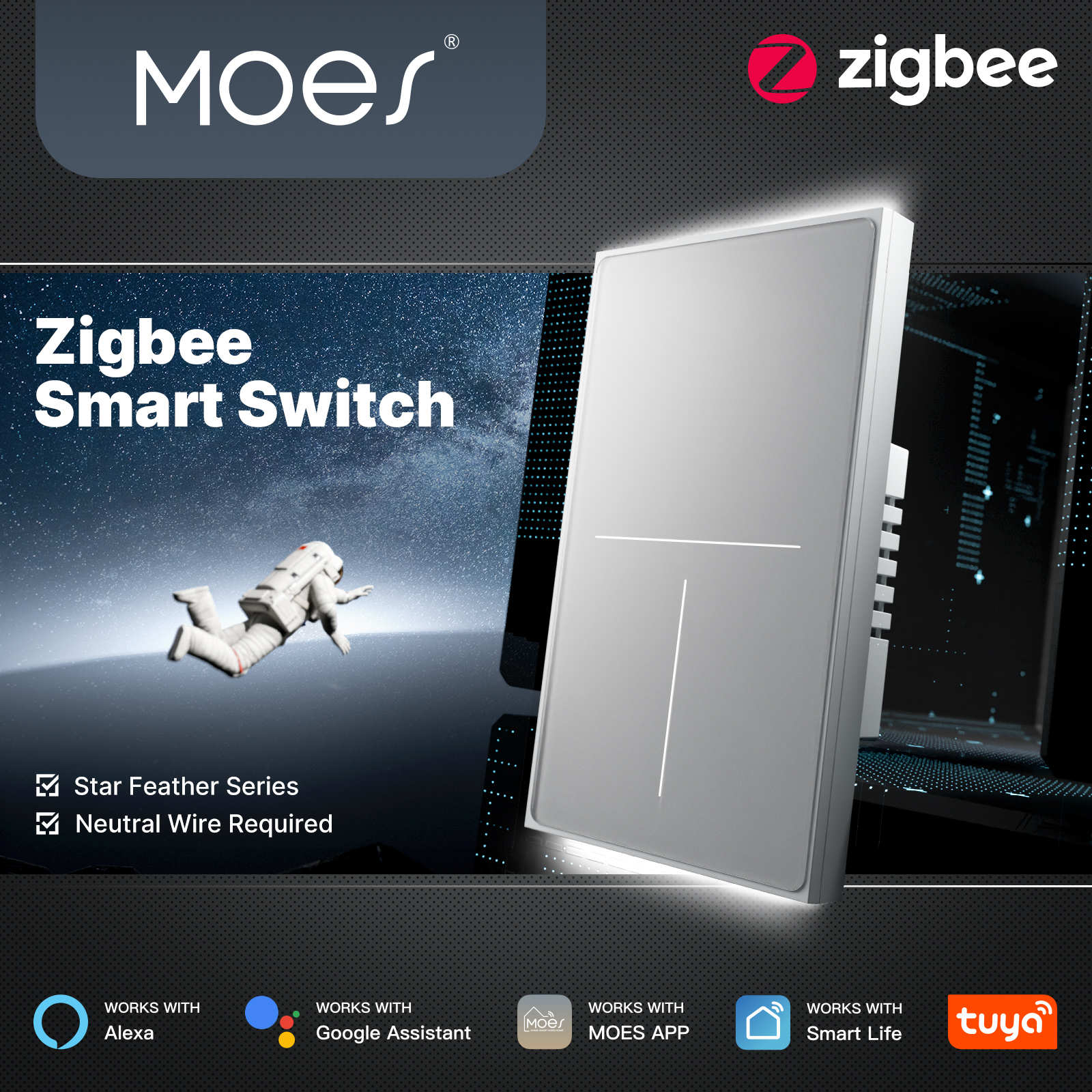 MOES Tuya ZigBee Star Feather  - Smart Home Zigbee ulasan dan harga
