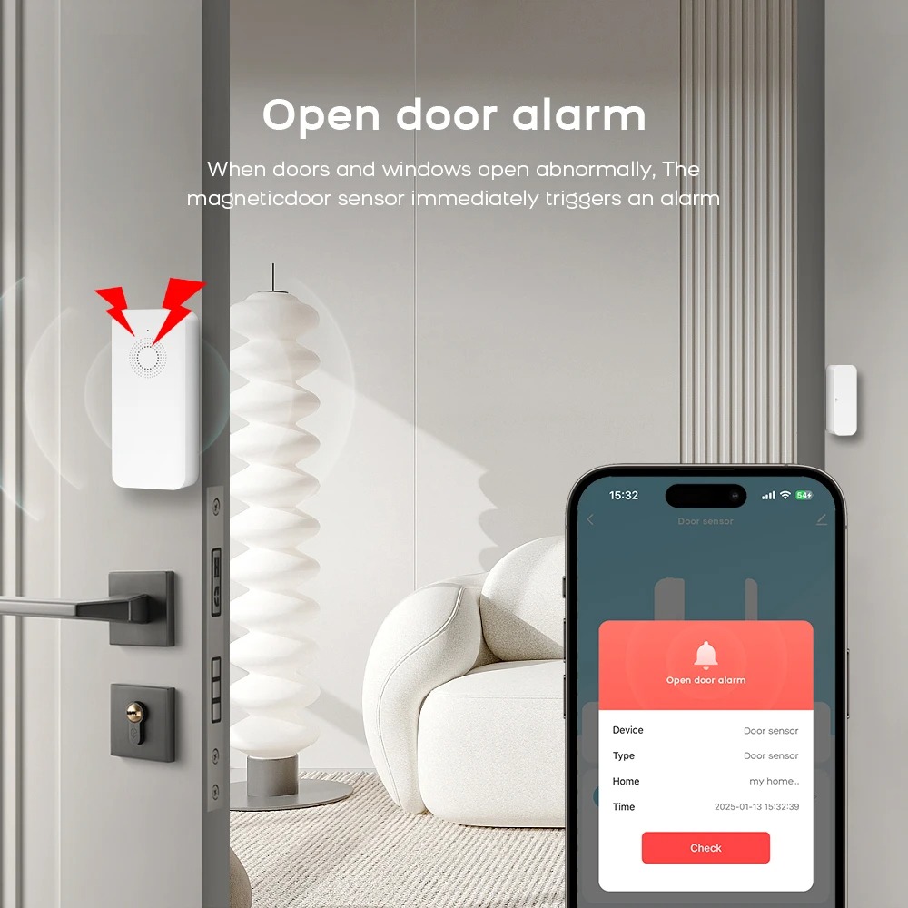 Tuya Smart WiFi Door Sensor Sm - Smart Home Notifications ulasan dan harga