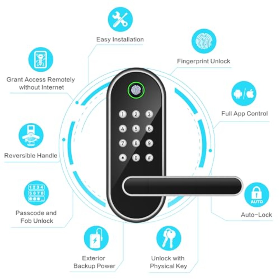 Fingerprint Smart Door Lock wi - Airbnb Smart Home ulasan dan harga