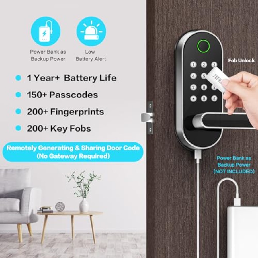 Fingerprint Smart Door Lock wi - Airbnb Smart Home ulasan dan harga