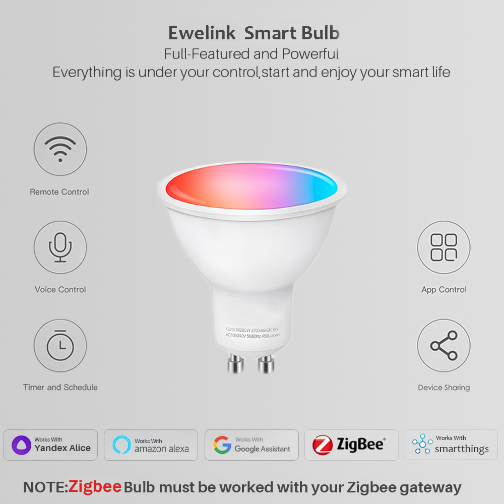 Ewelink GU10 Zigbee LED Bulbs  - Smart Home Bridge ulasan dan harga