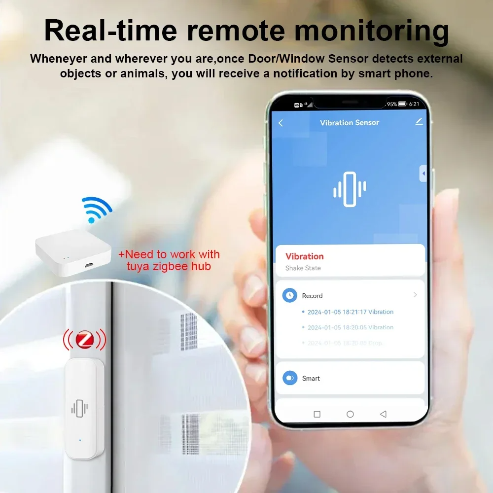 Tuya Zigbee Smart Vibration Se - Smart Home Notifications ulasan dan harga