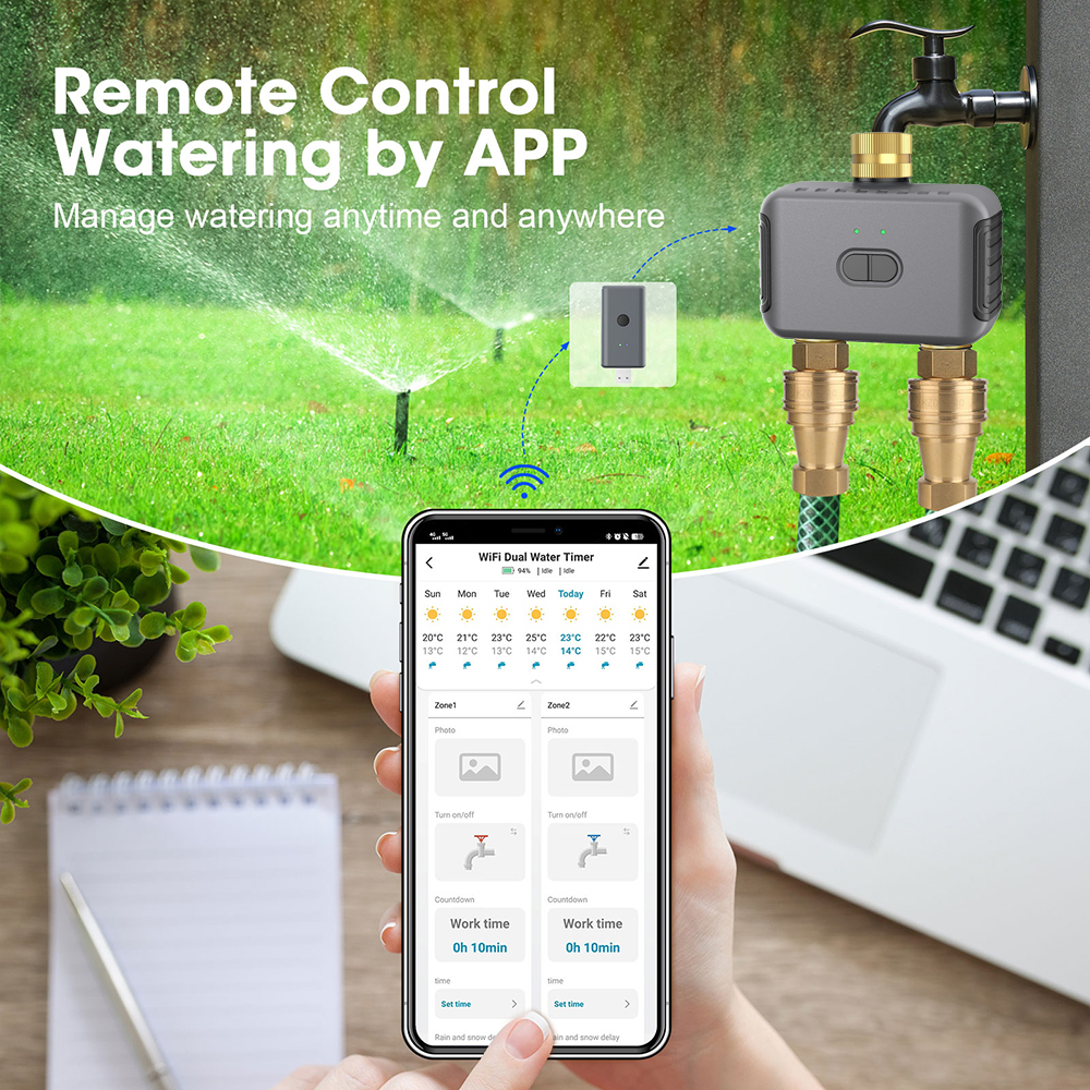 Tuya 2 Zone Watering Timer Gar - Smart Home Automation ulasan dan harga